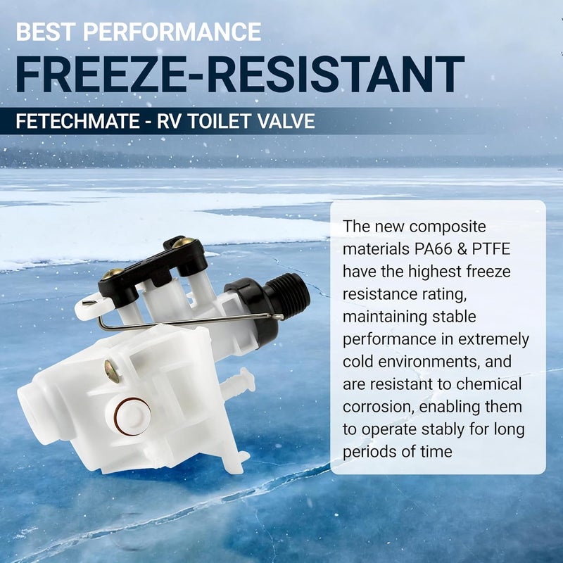 Fetechmate 2 Pack 31705 RV Toilet Water Valve Kit, 31688 Camper Toilet Valve Freeze-resistant Leak-resistant, Compatible with Thet-ford Aqua-Magic V High and Low Toilet, 31687 31684 RV Valve Module by - Image 3